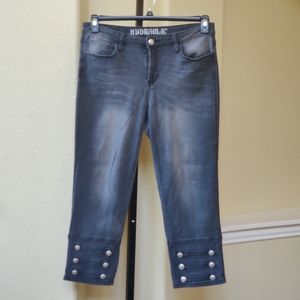 Hydraulic Dark Gray Crop Jeans With Button Details